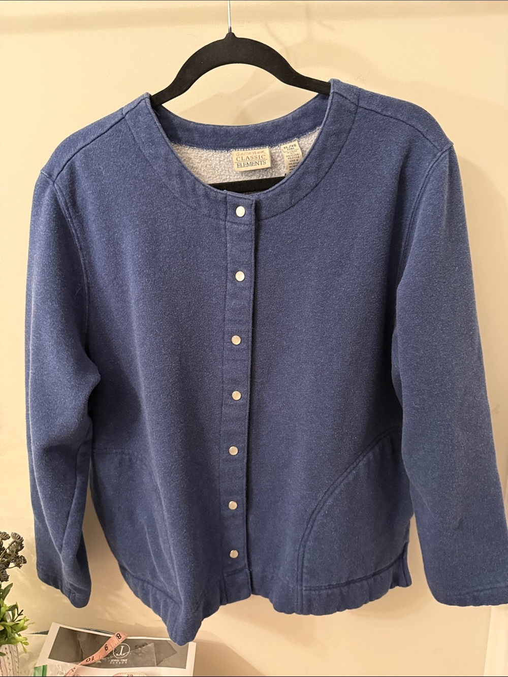 Classic Elements Snap Front Navy Bkue Jackwt VERY soft Sz XL 18